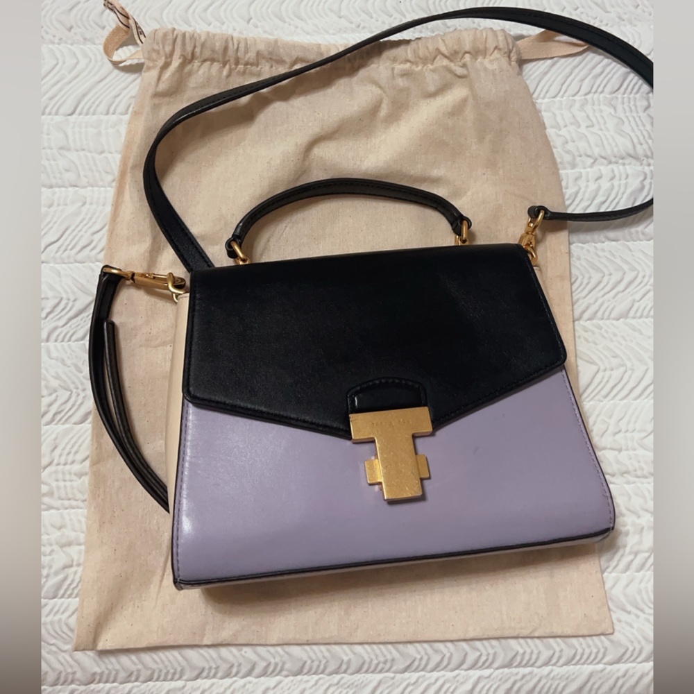 Tory Burch Black and Lavender Crossbody satchel small  bag . - Picture 11 of 11
